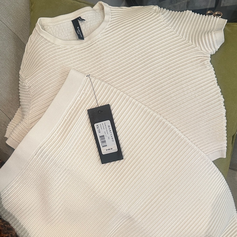 Zara Ivory Ribbed Knit Ensemble